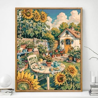 Lora PB2 ภาพวาดสีน้ํามันดิจิทัล รูปดอกทานตะวัน 40 * 50 ซม. หรูหรา diy สําหรับตกแต่ง