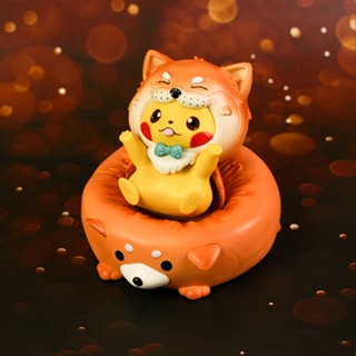 โมเดลฟิกเกอร์ Pokemon Q Version Shiba Inu Pikachu สําหรับตกแต่งรถยนต์