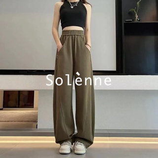 Solenne กางเกงขายาว กางเกงยีสน์ผู้หญิง ทรงหลวม ๆ ตรง Retro Hip Hop Pants 2023 NEW Style 071711