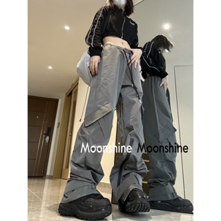 Moon กางเกงขายาว คาร์โก้ กางเกง เชือกอเมริกันคลาสิค Cargo pants 2023 NEW 080206