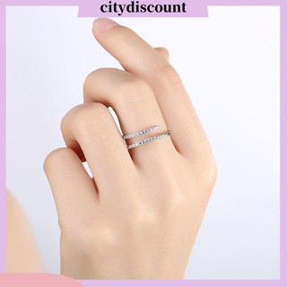 &lt;citydiscount&gt; แหวนเงิน 925 ประดับเพทาย ปรับได้ เรียบง่าย สําหรับผู้หญิง