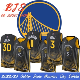 【BJS �� เสื้อกีฬาแขนสั้น ลายทีม Golden State Warriors City Edition เบอร์ 2022 23 ลูกบาสเก็ตบอลแกงกะหรี่ 30 สตีเฟ่น