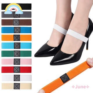 June รองเท้าส้นสูง แบบยืดหยุ่น ทรงหลวม สีพื้น 1 คู่