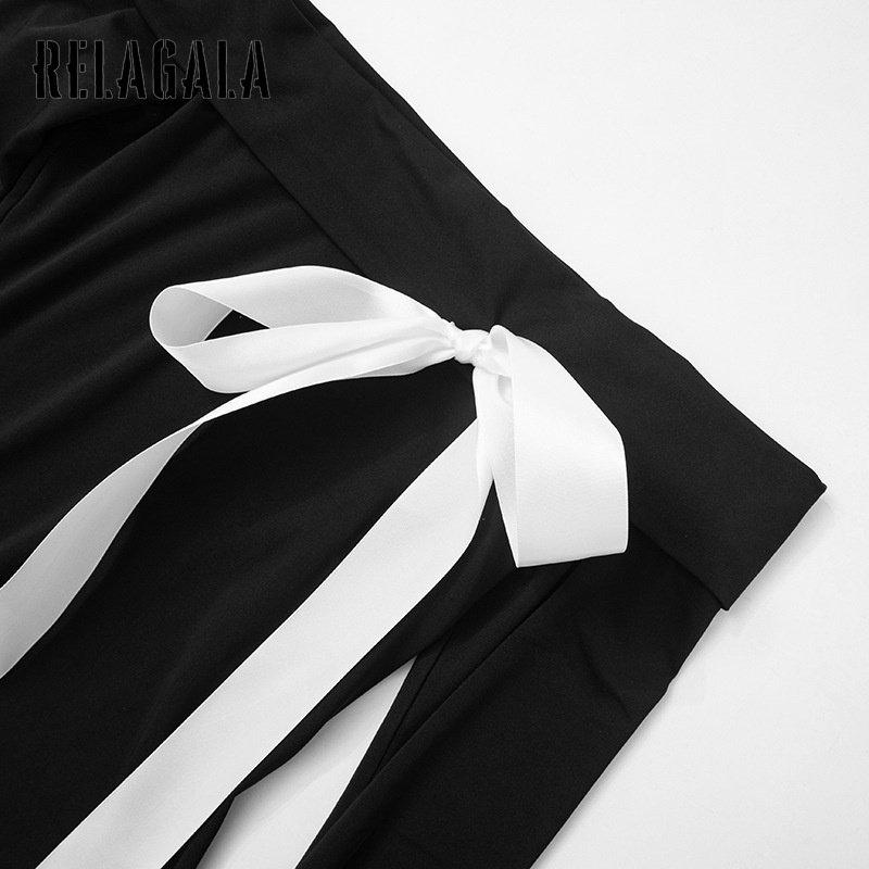 RelaGala ผู้หญิงแฟชั่นใหม่ Casual Simple แขนยาวไหล่ Bow Slim Hip Wrap Dress — صورة 8