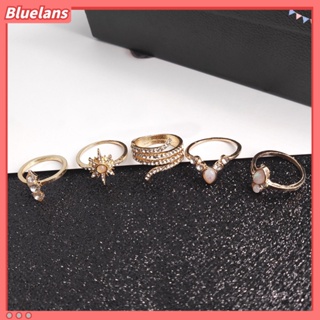 Bluelans แหวนนิ้วมือ ทรงเรขาคณิต ประดับพลอยเทียม ซ้อนกันได้ สไตล์วินเทจ เครื่องประดับ สําหรับผู้หญิง 17 ชิ้น