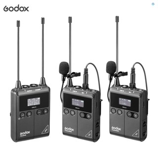 Godox WMicS1 kit2 ระบบไมโครโฟนไร้สาย UHF พร้อมตัวส่งสัญญาณ TX1 2 ชิ้น และตัวรับสัญญาณ RX1 1 ชิ้น สําหรับสมาร์ทโฟน กล้องมิกเซอร์ บันทึกวิดีโอ สัมภาษณ์ถนน