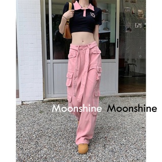 Moon  กางเกงขายาว คาร์โก้ กางเกง เชือกอเมริกันคลาสิค Cargo pants 2023 NEW ทันสมัย Unique สวย Korean Style TN220155 36Z230909