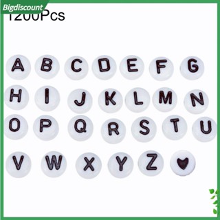 {BIG} ลูกปัดตัวอักษร A-Z ทรงกลม สําหรับทําเครื่องประดับ สร้อยข้อมือ สร้อยคอ 1200 ชิ้น