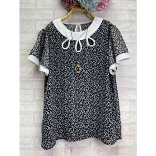  เสื้อผ้าชีฟองคอกลมเสื้อคุณแม่สาวอวบ อก42 ถึง 46 ใส่ได้ดีไซน์เก๋เป็นผ้าชีฟองระบายอากาศได้ดีมี 3 สีให้เลือกลดราคาพิเศษจ้า