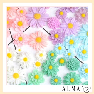 ALMA ลูกปัดเรซิ่น ลายดอกไม้ ดอกเดซี่ หลากสี สําหรับทําเครื่องประดับ 44 ชิ้น