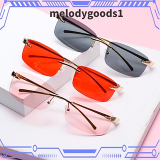 MELODYGOODS1 แว่นตากันแดด ทรงสี่เหลี่ยมผืนผ้า กรอบโลหะ ไม่ซ้ําใคร