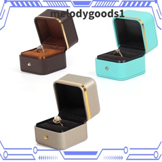 Melodygoods1 กล่องเก็บแหวน หนัง PU กํามะหยี่ ทรงสี่เหลี่ยม น้ําหนักเบา หรูหรา สําหรับงานแต่งงาน