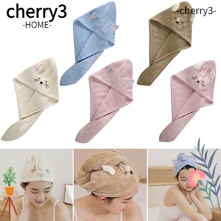 Cherry3 ผ้าขนหนู ผ้าฟลีซ ดูดซับน้ําได้ดี แห้งเร็ว ปักลายการ์ตูนแมว สําหรับห้องน้ํา