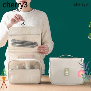 CHERRY3 กระเป๋าเครื่องสําอาง แบบพกพา พร้อมตะขอ กันน้ํา พับได้ สําหรับเดินทาง