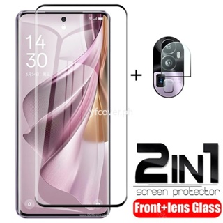 2 in 1 กระจกนิรภัยกันรอยหน้าจอ แบบเต็มจอ สําหรับ OPPO Reno 10 Pro Plus 5G Reno8 T 5G 4G Reno 10 Pro Plus 8T 8 8Z 7 7Z 6 6Z 5 4 3 Pro 5G 4G ฟิล์ม