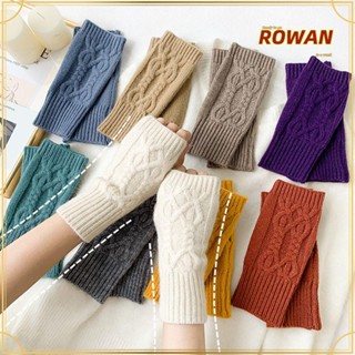 Rowans ถุงมือครึ่งนิ้ว ผ้าวูล แบบหนา ให้ความอบอุ่น สําหรับผู้หญิง