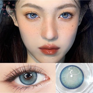 Easysmall คอนแทคเลนส์ สีฟ้ามัสตาร์ด สําหรับดวงตา คอนแทคเลนส์ ขนาดใหญ่ เป็นธรรมชาติ เป็นประจําทุกปี