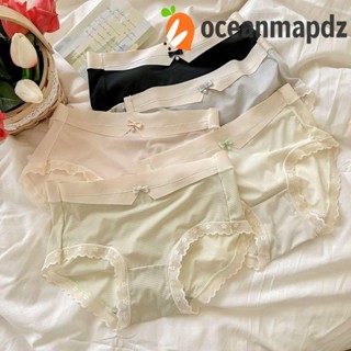 Oceanmapdz กางเกงชั้นใน ผ้าเรยอน เอวกลาง ใส่สบาย ลูกไม้โลลิต้า สําหรับผู้หญิง