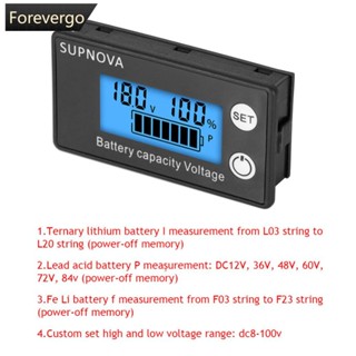 Forevergo เครื่องวัดแรงดันไฟฟ้าแบตเตอรี่ลิเธียม DC 8V-100V LiFePO4 12V 24V 48V 72V สําหรับแบตเตอรี่ LCD 6133A G5J9