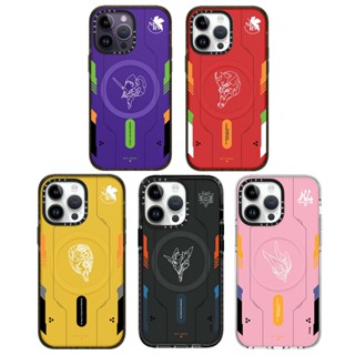 Casetifg เคสโทรศัพท์มือถือ ซิลิโคน TPU แข็ง อะคริลิคใส กันกระแทก ลายการ์ตูนอนิเมะ Evangelion EVA พร้อมกล่องชาร์จแม่เหล็ก คุณภาพสูง สําหรับ iPhone 11 12 13 14 Pro Max