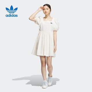 Adidas ชุดเดรสกระโปรง แขนบอลลูน คอสี่เหลี่ยม เหมาะกับฤดูร้อน สําหรับสตรี IP1772 100%