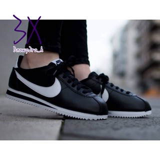 Nike cortez Leather Black/White รองเท้า