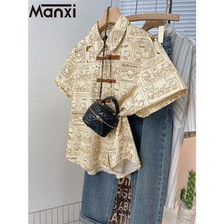 Manxi เสื้อเชิ้ตผู้หญิง เสื้อแฟชั่นผู้หญิง สะดวกสบาย  มีความรู้สึกของการออกแบบ  A95K017O