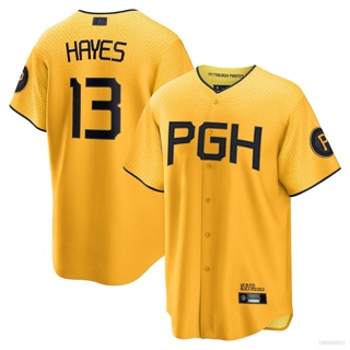 Ani 2023-2024 เสื้อคาร์ดิแกนเบสบอล แขนสั้น พิมพ์ลาย Pittsburgh Pirates Jersey Hayes Button Down City Edition Cin