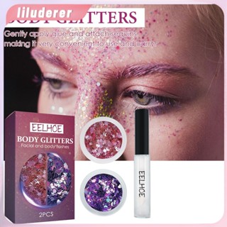 Eelhoe ทาสี Body Sequins แต่งหน้า Body Hair Stage Party Glitter Nail Art ตกแต่งเลื่อม HO