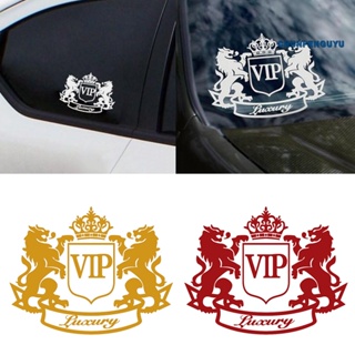 [CFGY Auto] สติกเกอร์สะท้อนแสง ลายมงกุฎสิงโตคู่ VIP สําหรับตกแต่งรถยนต์ รถจักรยานยนต์