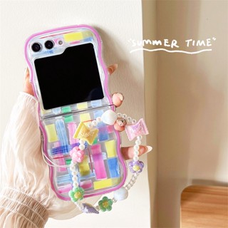 【Fold Wave】เคสโทรศัพท์มือถือ TPU นิ่ม กันกระแทก ป้องกันเลนส์ สําหรับ SAMSUNG Z Flip3 Flip4 Flip5