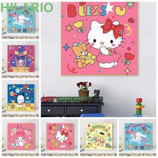 Hilario ภาพวาดสีน้ํามันอะคริลิค ระบายสีตามตัวเลข รูปแมว My Melody DIY ของเล่นสําหรับเด็ก