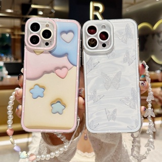 เคสโทรศัพท์มือถือแบบนิ่ม TPU กันกระแทก ลายผีเสื้อ พร้อมสายคล้องมือ สําหรับ Realme C53 C55 10 9 8 9i 8i 5 C35 C33 C31 C30 C30s C21Y C11 2021 C15 C12 C11