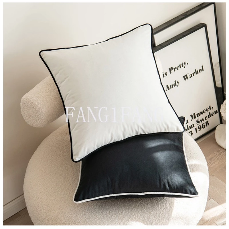 ปลอกหมอนอิงผ้ากำมะหยี่ สไตล์นอร์ดิก ขนาด 50x50 ซม สีดำและสีขาว thumbnail 8