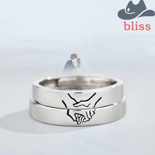 Bliss แหวนคู่รัก อินเทรนด์ ผู้หญิง สีเงิน โลหะ ปรับได้ เครื่องประดับแฟชั่น