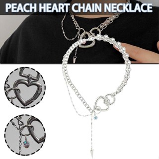 Heart Shape Clavicle Link Chain Choker Style Layered Pendant Chunky Necklaces