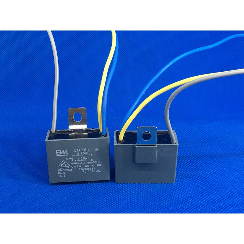 CBB61 0.75 UF/1.25 UF 450V 3 สาย Dual Capacitor พัดลมพัดลมเพดานโคมไฟความเร็วหม้อน้ํา Capacitor