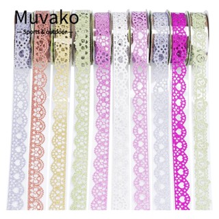 Muvako เทปวาชิ PVC ลายลูกไม้ 1.8 ซม. 0.7 นิ้ว 5 สี สําหรับตกแต่ง ห่อของขวัญ 10 ม้วน