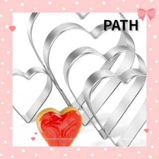 Path แม่พิมพ์บิสกิต สเตนเลส รูปหัวใจ สีเงิน สําหรับทําคุ้กกี้ เบเกอรี่ 10 ชิ้น