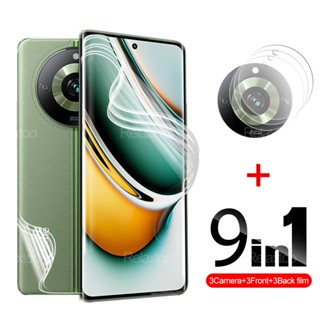 9in1 ฟิล์มไฮโดรเจลกันรอยหน้าจอ ด้านหลัง HD กันรอยเลนส์กล้อง สําหรับ Realme 11 11 Pro Plus Pro