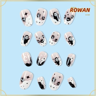 Rowans เล็บปลอม ลายผีฮาโลวีน ถอดออกได้ ใช้ซ้ําได้ ยาวปานกลาง ถอดออกได้