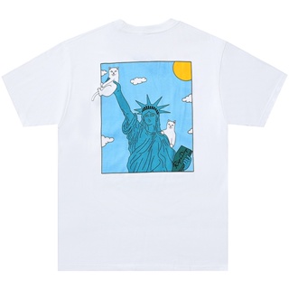 Ripndip เสื้อยืดลําลอง แขนสั้น พิมพ์ลายแมว LIBERTY Statue of LIBERTY เหมาะกับฤดูร้อน สําหรับผู้ชาย ผู้หญิง 0801