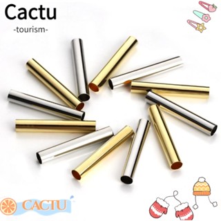 Cactu ท่อตรง ยาว ทองเหลือง 4 มม. รูใหญ่ 30X4 มม. สีทอง เงิน 200 ชิ้น|ลูกปัดสเปเซอร์ สําหรับเย็บผ้า งานฝีมือ DIY