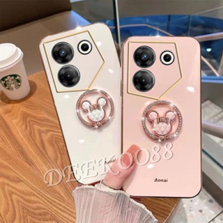  เคสโทรศัพท์มือถือนิ่ม ลายหมีน่ารัก พร้อมแหวนขาตั้ง สําหรับ Tecno Camon 20 Pro Premier Spark Go 2023 10C 10 Pro POVA 4 4G 5G Camon20Pro