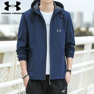 UNDER ARMOUR เสื้อแจ็กเก็ตกันลมลําลอง มีฮู้ด พลัสไซซ์ แฟชั่นฤดูใบไม้ผลิ และฤดูใบไม้ร่วง สไตล์เกาหลี สําหรับผู้ชาย 2023 [45-90 กก.]