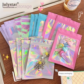 JULYSTAR เลเซอร์สีถุงปิดผนึกด้วยตนเองเครื่องประดับถุงบรรจุภัณฑ์เครื่องสำอางถุงปิดผนึกพลาสติกสีเมจิกถุงบรรจุภัณฑ์เล็บ