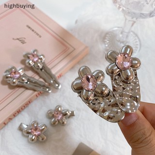 [highbuying] กิ๊บติดผมคริสตัล ดอกไม้แวววาว กิ๊บโลหะผสม เครื่องประดับผม สําหรับผู้หญิง พร้อมส่ง