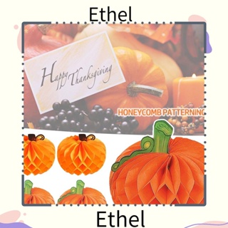 Ethel1 กระดาษฟักทอง ดอกไม้รังผึ้ง แฮนด์เมด ใช้ซ้ําได้ สีส้ม สําหรับตกแต่งงานปาร์ตี้ DIY