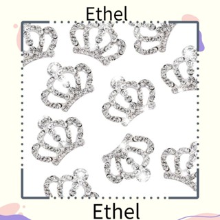 Ethel1 มงกุฎคริสตัล พลอยเทียม อัลลอย กว้าง 24 มม. ยาว 32 มม. สีเงิน สําหรับตกแต่งสร้อยคอ DIY 30 ชิ้น