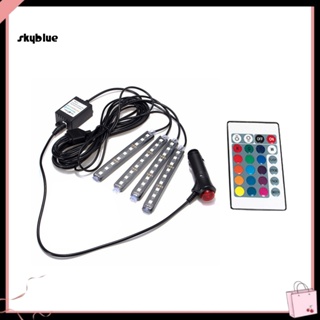 [Sy] แถบไฟ RGB LED 4 แถบ หลากสีสัน สําหรับติดตกแต่งภายในรถยนต์ APP รีโมตควบคุม